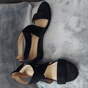 Aerosoles Sz 11M, Black, Faux Suede Sandals